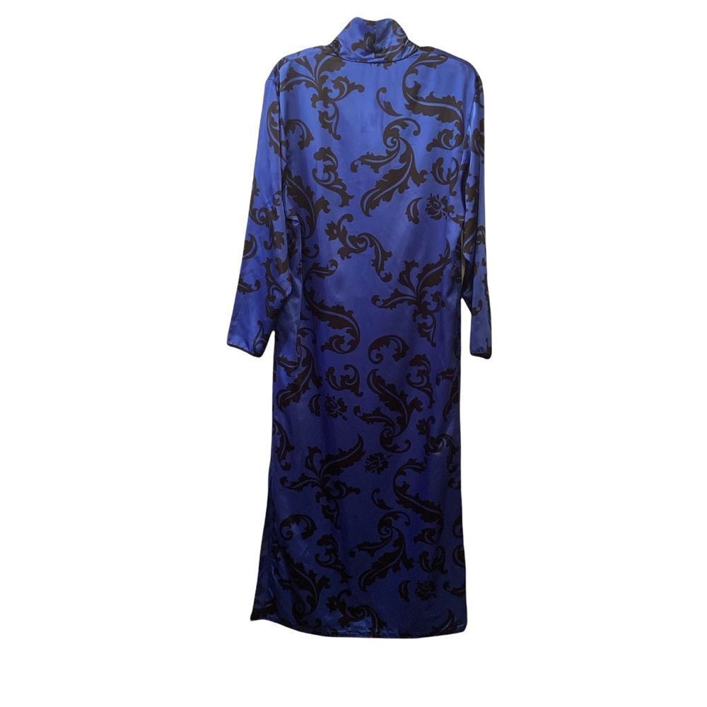 Vintage Oscar de la Renta for Swirl Royal Blue Black Cowl Neck Kaftan - Picture 4 of 9